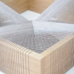 Feather Series 3 (detail), 2012, Maryrose Watson, cotton and viscose on European oak, 50cm x 50cm x 12cm